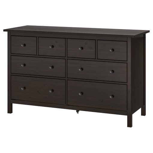 HEMNES, скрин с 8 чекмеджета, 160x95 см, черно-кафяво, 402.392.74