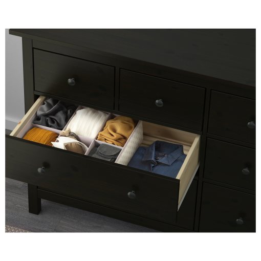 HEMNES, скрин с 8 чекмеджета, 160x95 см, черно-кафяво, 402.392.74