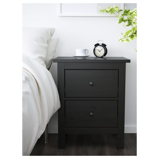HEMNES, скрин с 2 чекмеджета, 54x66 см, черно-кафяво, 502.426.19