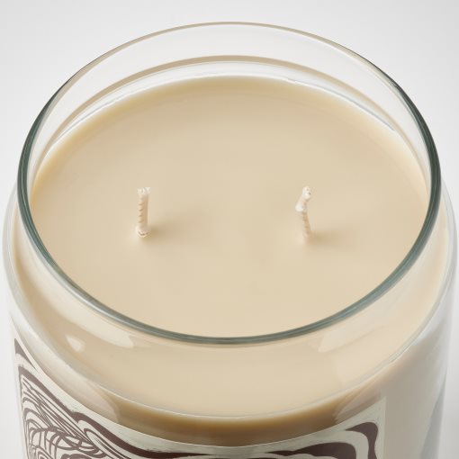 GLANSLIND, ароматна свещ с капак/ 2 фитила, опушена ванилия, 005.523.98