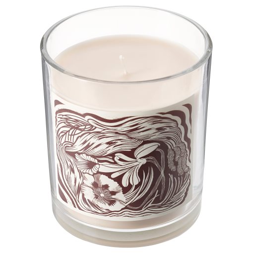 GLANSLIND, ароматизирана свещ в стъклена чашка, опушена ванилия, 005.524.21