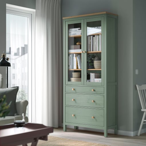 HEMNES, витрина с 3 чекмеджета, 005.961.61
