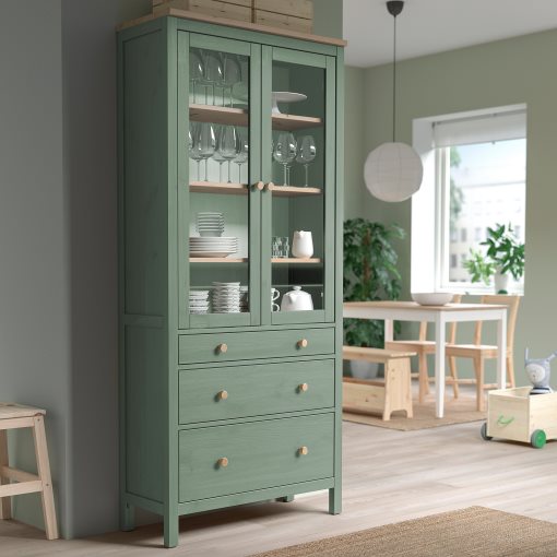HEMNES, витрина с 3 чекмеджета, 005.961.61