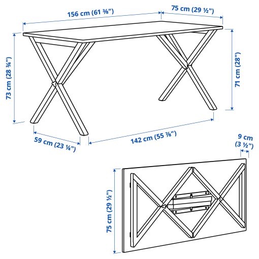 IKEA PS 2026, маса, сгъваема, 156x75 см, 006.178.61