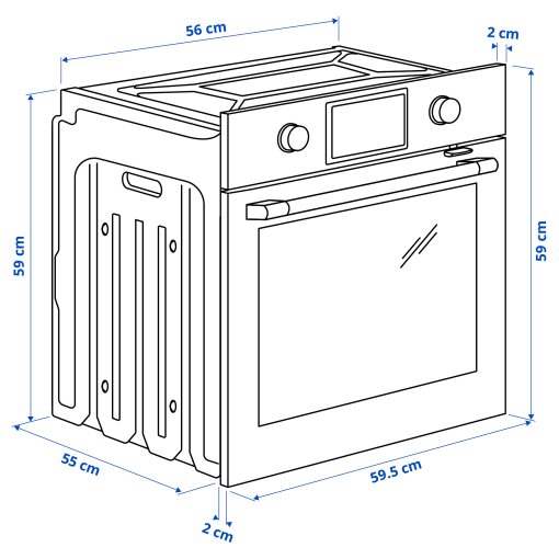 STENABY, фурна с вентилатор, ф-я за допълнителна пара и печене, IKEA 500, 006.221.36