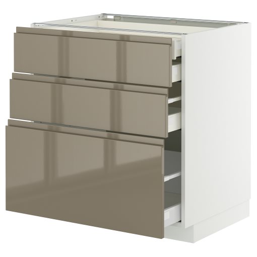 METOD/MAXIMERA, долен шкаф с 3 чела/2 ниски + 1 средно + 1 високо чекм., 095.767.43