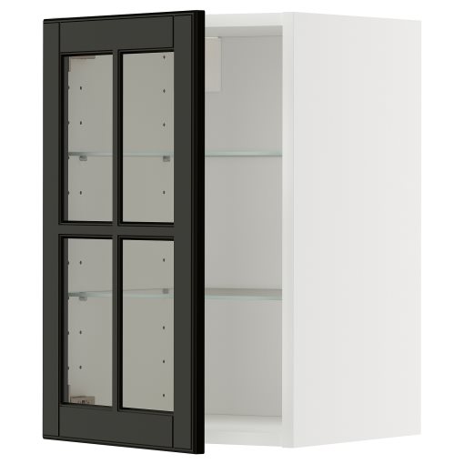 METOD, стенен шкаф с рафтове/стъкл. врата, 095.788.17