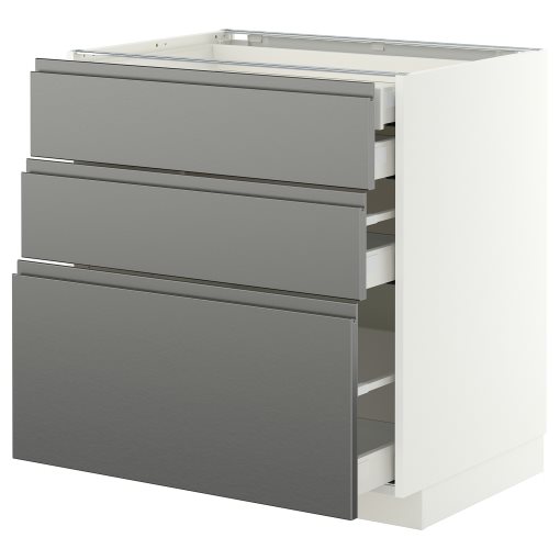 METOD/MAXIMERA, долен шкаф с 3 чела/2 ниски + 1 средно + 1 вис. чекм., 80x60 см, 096.278.70