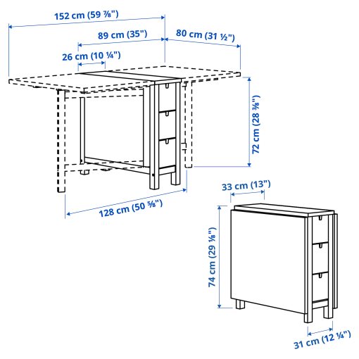 NORDEN/HÖGVED, маса и 2 стола, 26/89/152 см, 096.300.90
