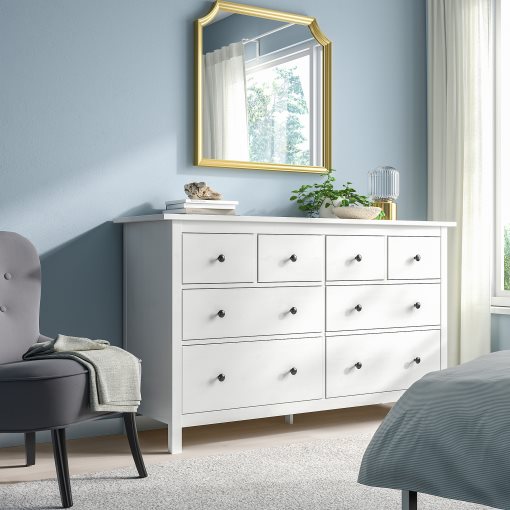HEMNES, скрин с 8 чекмеджета, 160x95 см, бяло обагряне, 102.392.80