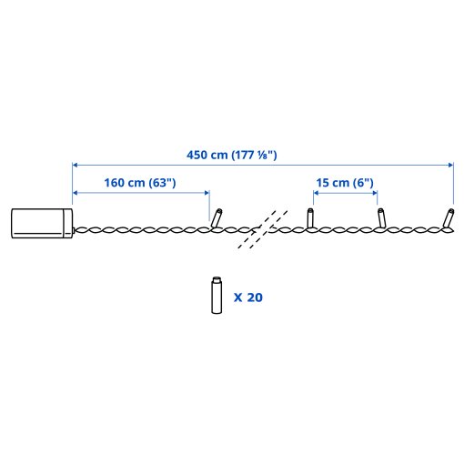 GETKÅL, LED гирлянда, на батерии/на открито, 106.028.78