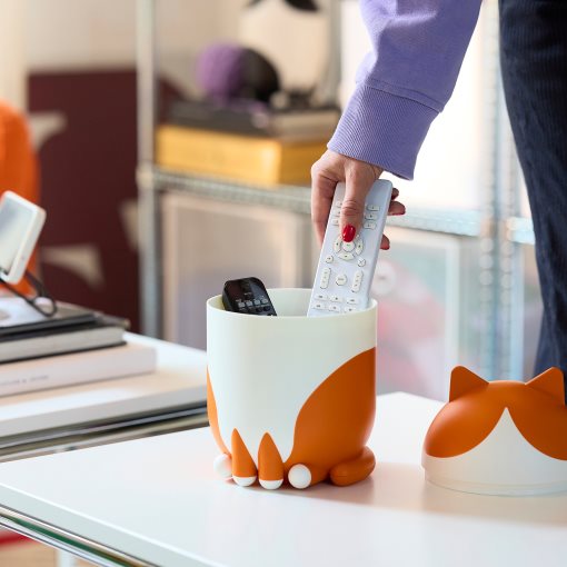 GREJSIMOJS, кутия за съхранение с капак, с формата на котка, 106.036.46