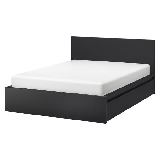 MALM, високо легло+4 кутии за съхранение, 176x209 см, 190.024.38