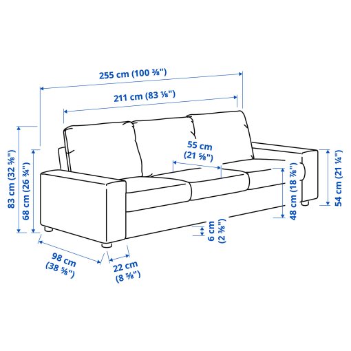 VIMLE, 3-местен диван с широки подлакътници, 194.013.33
