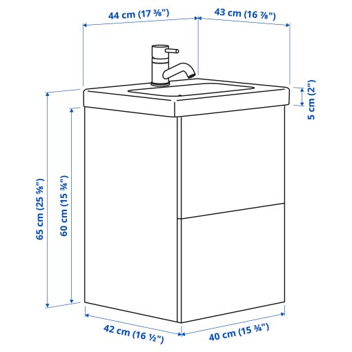ENHET/TVALLEN, шкаф за мивка + чекмеджета/мивка/смесител, 195.577.82