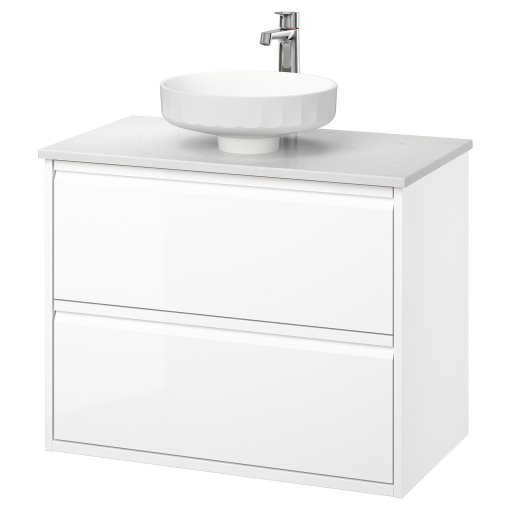 ÄNGSJÖN/LERSJÖN, шкаф за мивка+чекмеджета/мивка/смесител, 195.712.88