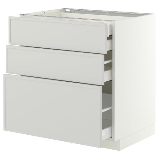 METOD/MAXIMERA, долен шкаф с 3 чела/2 ниски + 1 средно + 1 високо чекм., 80x60 см, 196.053.73