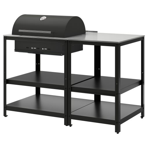 GRILLSKÄR, барбекю на въглища с кухненски о-в, употр. на открито, 147x61 см, 196.160.55