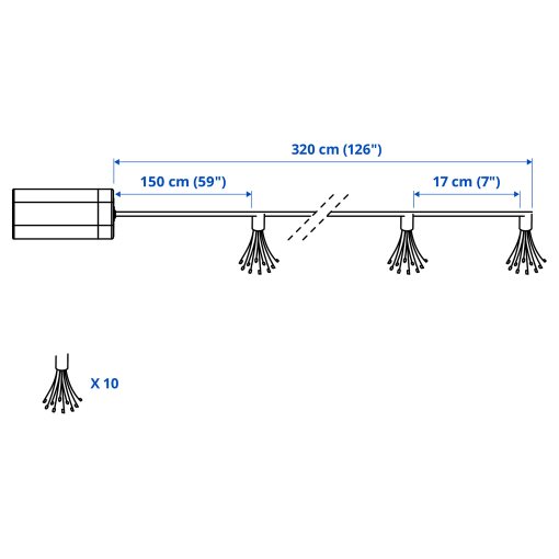 STRÅLA, LED гирлянда с 10 лампички, на батерии, 206.066.54