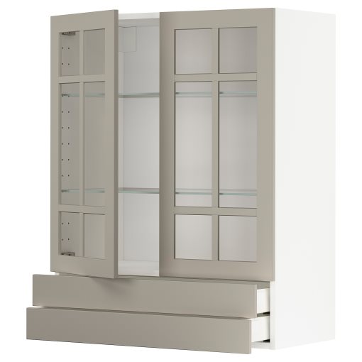 METOD/MAXIMERA, стенен шкаф с 2 стъкл врати/2 чекм, 294.590.31