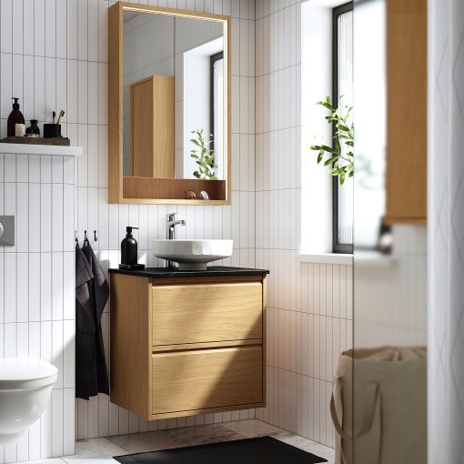 ÄNGSJÖN/LERSJÖN, шкаф за мивка+чекмеджета/мивка/смесител, 295.712.83