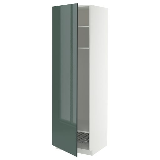 METOD, висок шкаф с рафтове/тел. кошница, 295.861.28