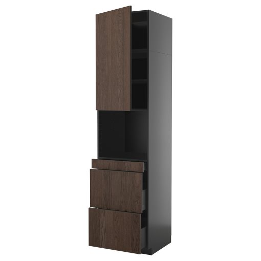 METOD/KNIVSHULT, висок шкаф за комби микров., врата/3 чекм., 295.878.87