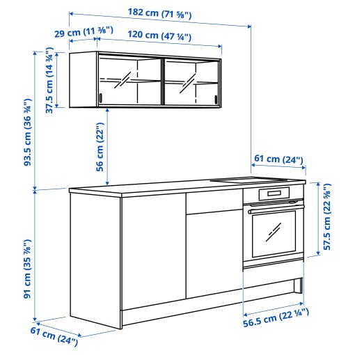 KNOXHULT, кухня, 180x61x220 см, 296.149.37