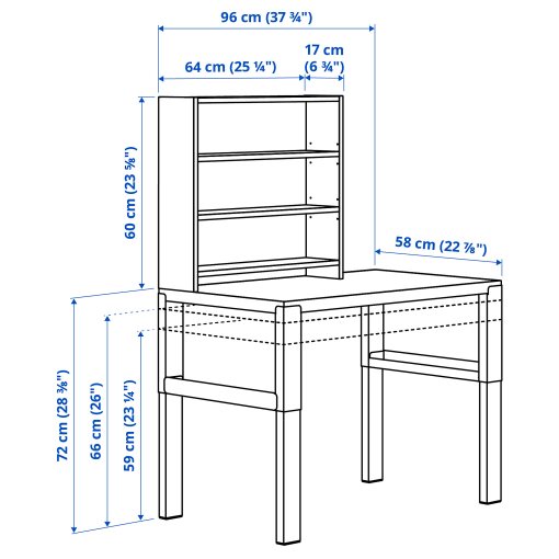 PÅHL, бюро с етажерка, с регулируема височина, 96x58 см, 296.178.13