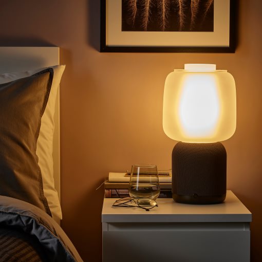 SYMFONISK, лампа с Wi-Fi тонколона, стъклен абажур, 394.826.82