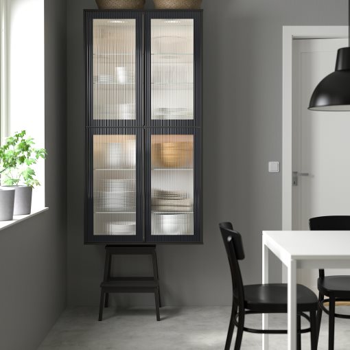 METOD, стенен шкаф с рафтове/стъкл. врата, 394.907.19