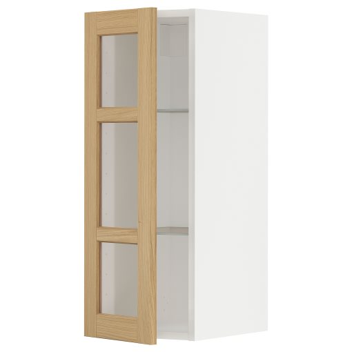 METOD, стенен шкаф с рафтове/стъкл. врата, 395.093.80