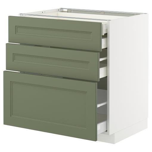 METOD/MAXIMERA, долен шкаф с 3 чела/2 ниски + 1 средно + 1 високо чекм., 395.173.18