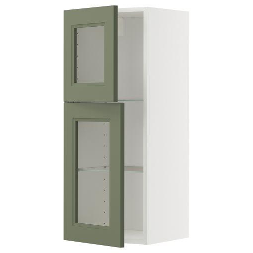 METOD, стенен шкаф с рафтове/2 стъклени врати, 395.174.17