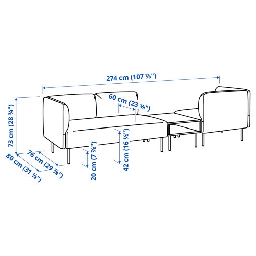 LILLEHEM, 3-местен модулен диван с маса, 395.362.65