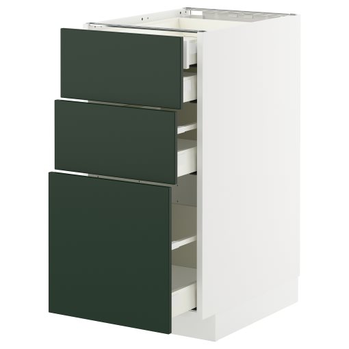METOD/MAXIMERA, долен шкаф с 3 чела/2 ниски + 1 средно + 1 високо чекм., 395.573.09