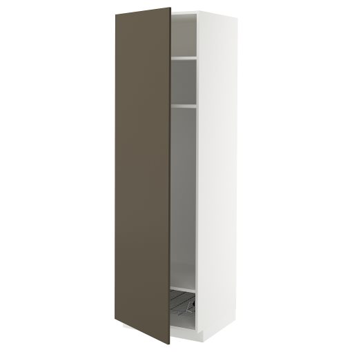 METOD, висок шкаф с рафтове/тел. кошница, 395.584.55