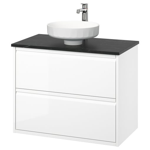 ÄNGSJÖN/LERSJÖN, шкаф за мивка+чекмеджета/мивка/смесител, 395.712.87
