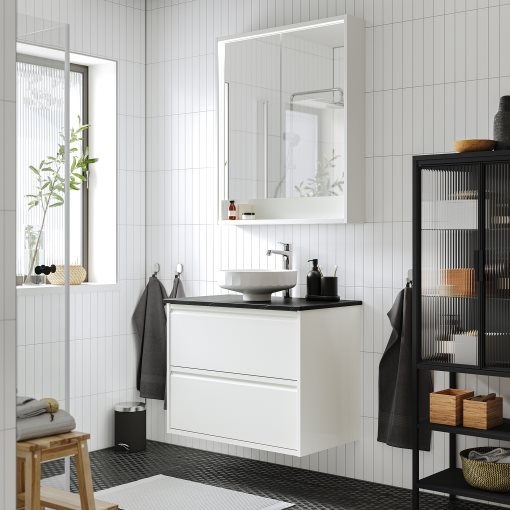 ÄNGSJÖN/LERSJÖN, шкаф за мивка+чекмеджета/мивка/смесител, 395.712.87