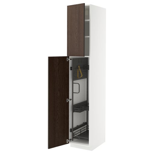 METOD, висок шкаф с отдел. за почиств. аксесоари, 395.738.80