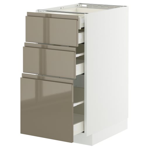 METOD/MAXIMERA, долен шкаф с 3 чела/2 ниски + 1 средно + 1 високо чекм., 395.767.70