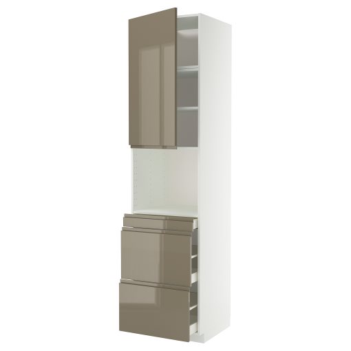 METOD/MAXIMERA, висок шкаф за комби микро, врата/3 чекм., 395.770.48