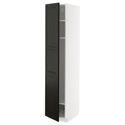 METOD, висок шкаф с рафтове/тел. кошница, 395.788.49