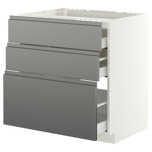 METOD/MAXIMERA, долен шкаф за вграден котлон/3 чела/3 чекм., 80x60 см, 396.279.15