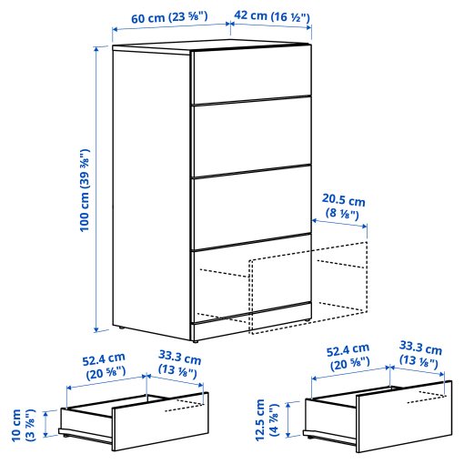 LASTARE, скрин с 4 чекмеджета, 60x42x100 см, 405.993.51