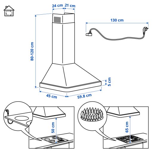 NILSBYN, аспиратор за стенен монтаж, 60 см, IKEA 300, 406.127.10