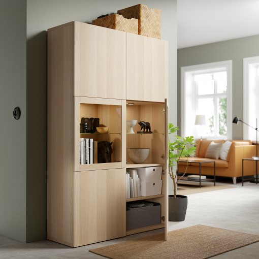 BESTÅ, комбиниран артикул за съхранение със стъклени вратички, 490.898.16