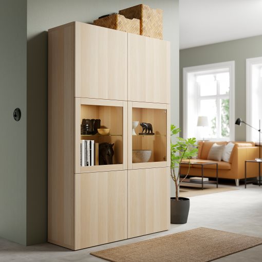 BESTÅ, комбиниран артикул за съхранение със стъклени вратички, 490.898.16
