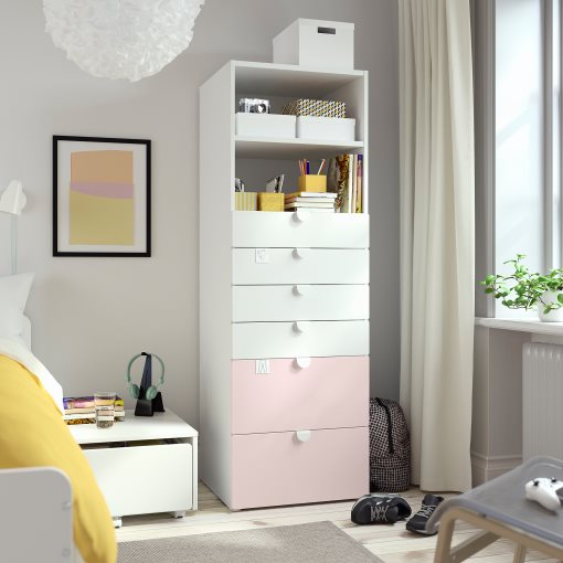 SMASTAD/PLATSA, библиотека с 6 чекмеджета, 60x55x180 см, 493.880.71