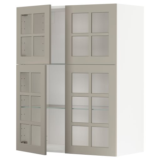METOD, стенен шкаф с рафтове/4 стъкл врати, 494.583.23